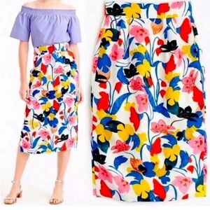 J. Crew Women's Floral Pencil MIDI Skirt - Blue, Yellow, Pink | Size 6